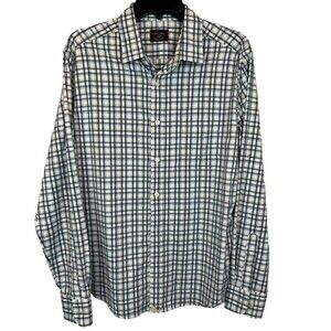 UNTUCKit Button Shirt  Mens L  Plaid Slim Fit Lightweight Stretch Nylon Blend